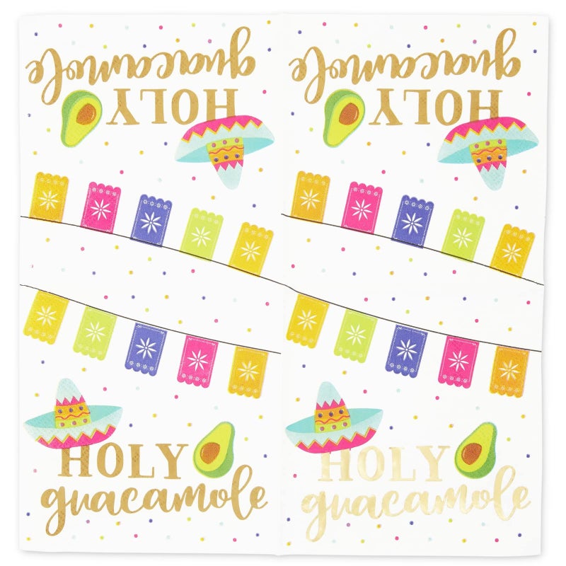 Blue Panda 100 Pack Mexican Fiesta Napkins for Cinco de Mayo Party Supplies, Taco Fiesta Decorations in 4 Designs (5x5 In) - Image 5